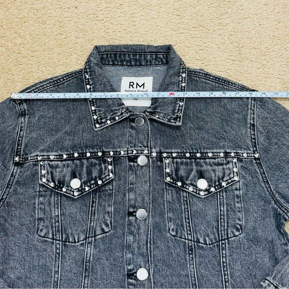 NWOT Rebecca Minkoff Studded Light Black Wash Denim Jean Jacket Women’s Sz L - Picture 11 of 16